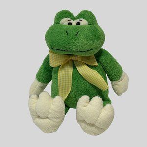 Animal Adventure Green Frog Toad Plush 15 Inch 2008 Stuffed Animal Toy w/‎ Bow